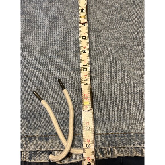 Sworn To Us Light Blue Denim Jacket L Button-Up Front & Adj Drawstring Waist - Picture 9 of 10